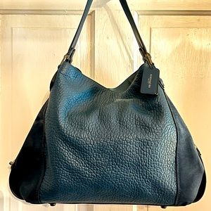 Coach “hobo” style bag dark blue leather/suede